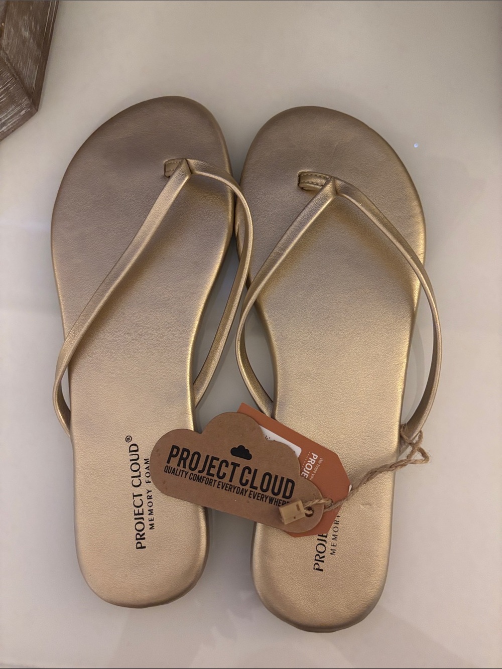 Project Cloud Women's Metallic Gold Flip Sandals
